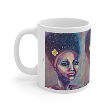 Load image into Gallery viewer, 11oz BPA, lead-free, microwave/dishwasher safe, white ceramic, vivid colours. Many original artworks by Kerry Sandhu Art
