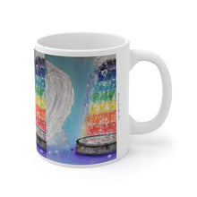 Load image into Gallery viewer, 11oz BPA, lead-free, microwave/dishwasher safe, white ceramic, vivid colours. Many original artworks by Kerry Sandhu Art
