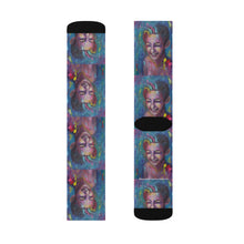 Load image into Gallery viewer, Step out in style with these funky socks! 3 sizes. Ribbed tube, cushioned bottoms, sublimated print by Kerry Sandhu Art
