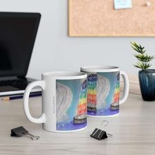 Load image into Gallery viewer, 11oz BPA, lead-free, microwave/dishwasher safe, white ceramic, vivid colours. Many original artworks by Kerry Sandhu Art
