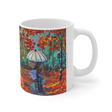 Load image into Gallery viewer, 11oz BPA, lead-free, microwave/dishwasher safe, white ceramic, vivid colours. Many original artworks by Kerry Sandhu Art
