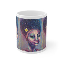 Load image into Gallery viewer, 11oz BPA, lead-free, microwave/dishwasher safe, white ceramic, vivid colours. Many original artworks by Kerry Sandhu Art
