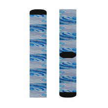 Load image into Gallery viewer, Step out in style with these funky socks! 3 sizes. Ribbed tube, cushioned bottoms, sublimated print by Kerry Sandhu Art
