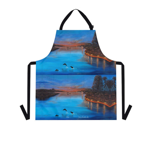 Apron - lightweight, silky finish 100% polyester, two front pockets. Many original artwork designs by Kerry Sandhu Art