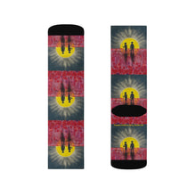 Load image into Gallery viewer, Step out in style with these funky socks! 3 sizes. Ribbed tube, cushioned bottoms, sublimated print by Kerry Sandhu Art
