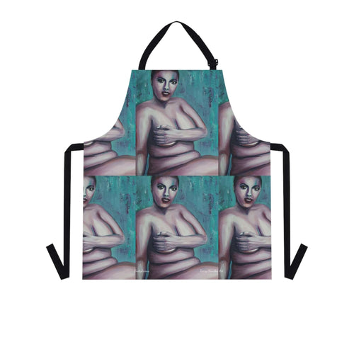 Apron - lightweight, silky finish 100% polyester, two front pockets. Many original artwork designs by Kerry Sandhu Art