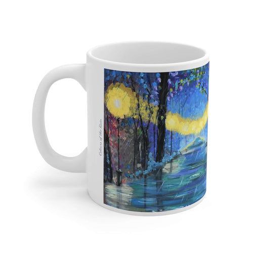 11oz BPA, lead-free, microwave/dishwasher safe, white ceramic, vivid colours. Many original artworks by Kerry Sandhu Art