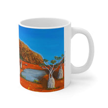 Load image into Gallery viewer, 11oz BPA, lead-free, microwave/dishwasher safe, white ceramic, vivid colours. Many original artworks by Kerry Sandhu Art
