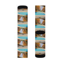 Load image into Gallery viewer, Step out in style with these funky socks! 3 sizes. Ribbed tube, cushioned bottoms, sublimated print by Kerry Sandhu Art
