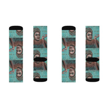 Load image into Gallery viewer, Step out in style with these funky socks! 3 sizes. Ribbed tube, cushioned bottoms, sublimated print by Kerry Sandhu Art
