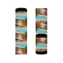 Load image into Gallery viewer, Step out in style with these funky socks! 3 sizes. Ribbed tube, cushioned bottoms, sublimated print by Kerry Sandhu Art
