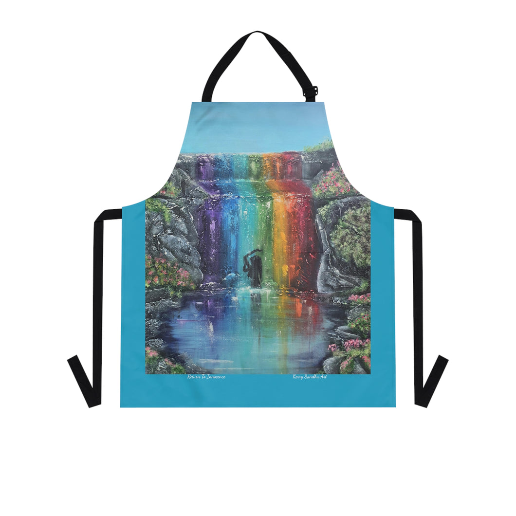 Apron - lightweight, silky finish 100% polyester, two front pockets. Many original artwork designs by Kerry Sandhu Art