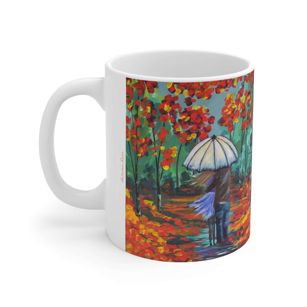 11oz BPA, lead-free, microwave/dishwasher safe, white ceramic, vivid colours. Many original artworks by Kerry Sandhu Art