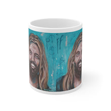 Load image into Gallery viewer, 11oz BPA, lead-free, microwave/dishwasher safe, white ceramic, vivid colours. Many original artworks by Kerry Sandhu Art
